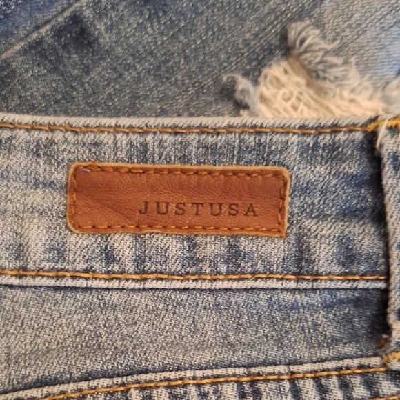 Just USA Light Blue Distressed Flare Jeans. Excellent Condition NWOT Size 9 - Picture 10 of 14